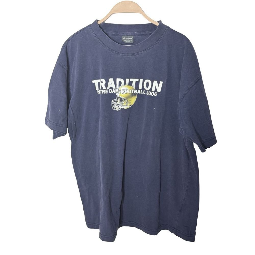 Pro Edge Mens T-Shirt Dark Blue Size XL Tradition Notre Dame‎ Football 2006 Logo